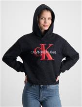 Bild Calvin Klein, OVERLAPPING MONOGRAM BOXY HOODIE, Svart, Huvtröjor/Hoodies till Tjej, 14 år