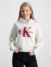 Bild Calvin Klein, OVERLAPPING MONOGRAM BOXY HOODIE, Beige, Huvtröjor/Hoodies till Tjej, 16 år
