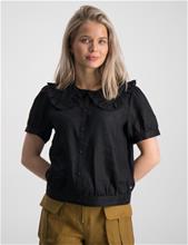 Bild Scotch & Soda, Short-sleeved shirt with ruffle collar, Svart, Toppar/Blusar till Tjej, 164 cm