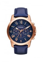 Bild Fossil Grant Chronograph blå läder FS4835 herrklocka